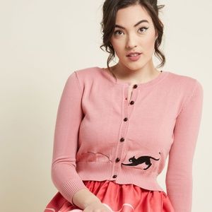 Modcloth Pink Cat Cardigan